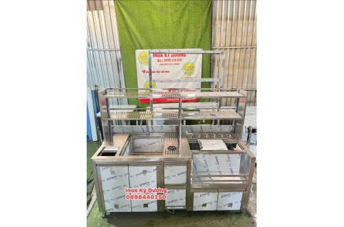 QUẦY PHA CHẾ INOX ĐA NĂNG CHO QUÁN TRÀ SỮA, CÀ PHÊ - TÍCH HỢP ĐẦY ĐỦ KHU VỰC THAO TÁC