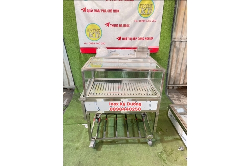 THÙNG ĐÁ INOX 304 ƯỚP LẠNH NƯỚC NGỌT, RAU CAU, BÁNH FLAN, NƯỚC SÂM CÓ KÍNH TRƯNG BÀY