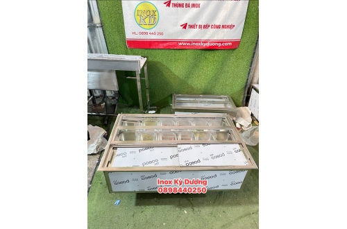 THÙNG ĐÁ INOX 304 ÂM QUẦY 12 KHAY TOPPPING 1.5 LÍT GIA CÔNG TẠI XƯỞNG, TIỆN LỢI, GỌN GÀNG