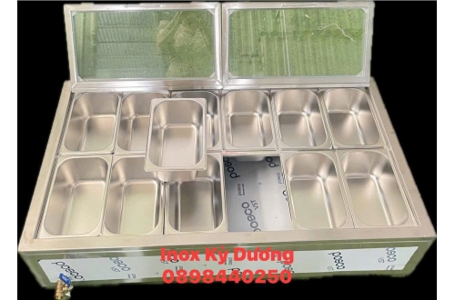 THÙNG ĐÁ GIỮ LẠNH 10 KHAY TOPPING 2.5 LÍT ĐẶT NỔI TRÊN MẶT BÀN
