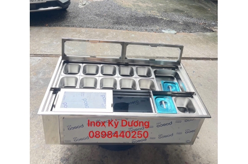 MUA THÙNG ĐÁ INOX CÓ NHIỀU KHAY TOPPING GIÁ RẺ