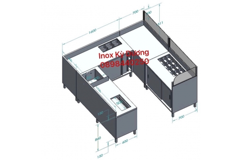 HỆ QUẦY INOX CHỮ U THIẾT KẾ VÁ SẢN XUẤT TẠI XƯỞNG