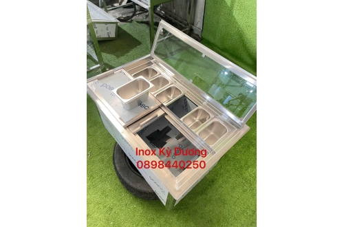THÙNG ĐÁ INOX ÂM QUẦY 6 KHAY 1/9