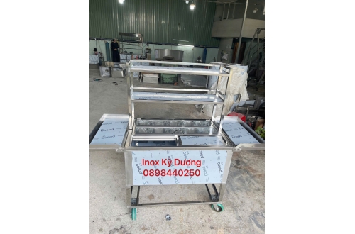 THÙNG ĐÁ INOX 304 CÓ BÀN GẬP VÀ KỆ TRÊN 2 TẦNG