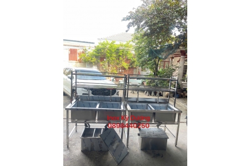 CHẬU RỬA INOX CÔNG NGHIỆP HAI HỌC GIÁ RẺ
