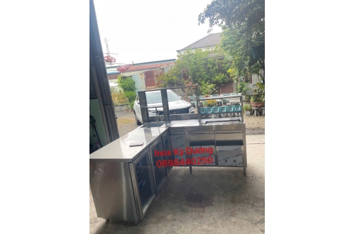 HỆ QUẦY GỒM QUẦY PHA CHẾ TRÀ SỮA VÀ BÀN MÁT 
