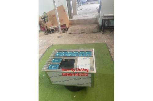 THÙNG ĐÁ INOX ÂM QUẦY 8 KHAY TOPPING