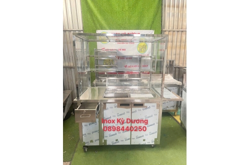 TỦ TRÀ SỮA INOX 304 CÓ BÁNH XE DI CHUYỂN